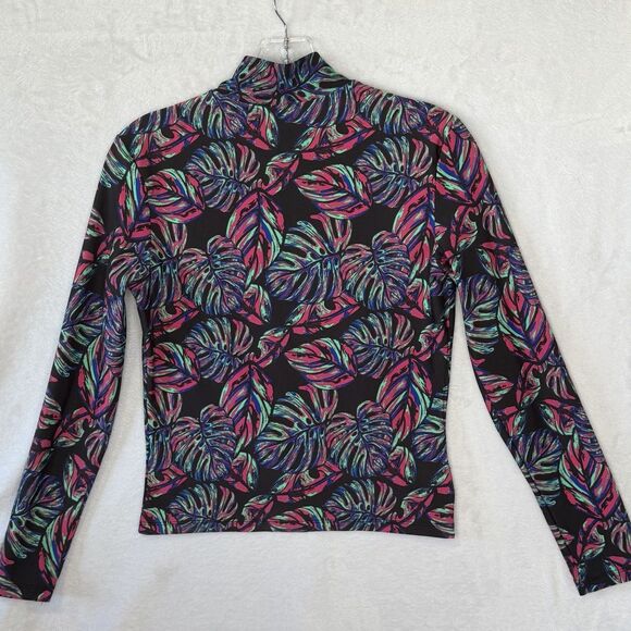 Kira Lifestyle Athletic Cropped Long Sleeve Tropical Print Active Top Size M - Picture 8 of 15